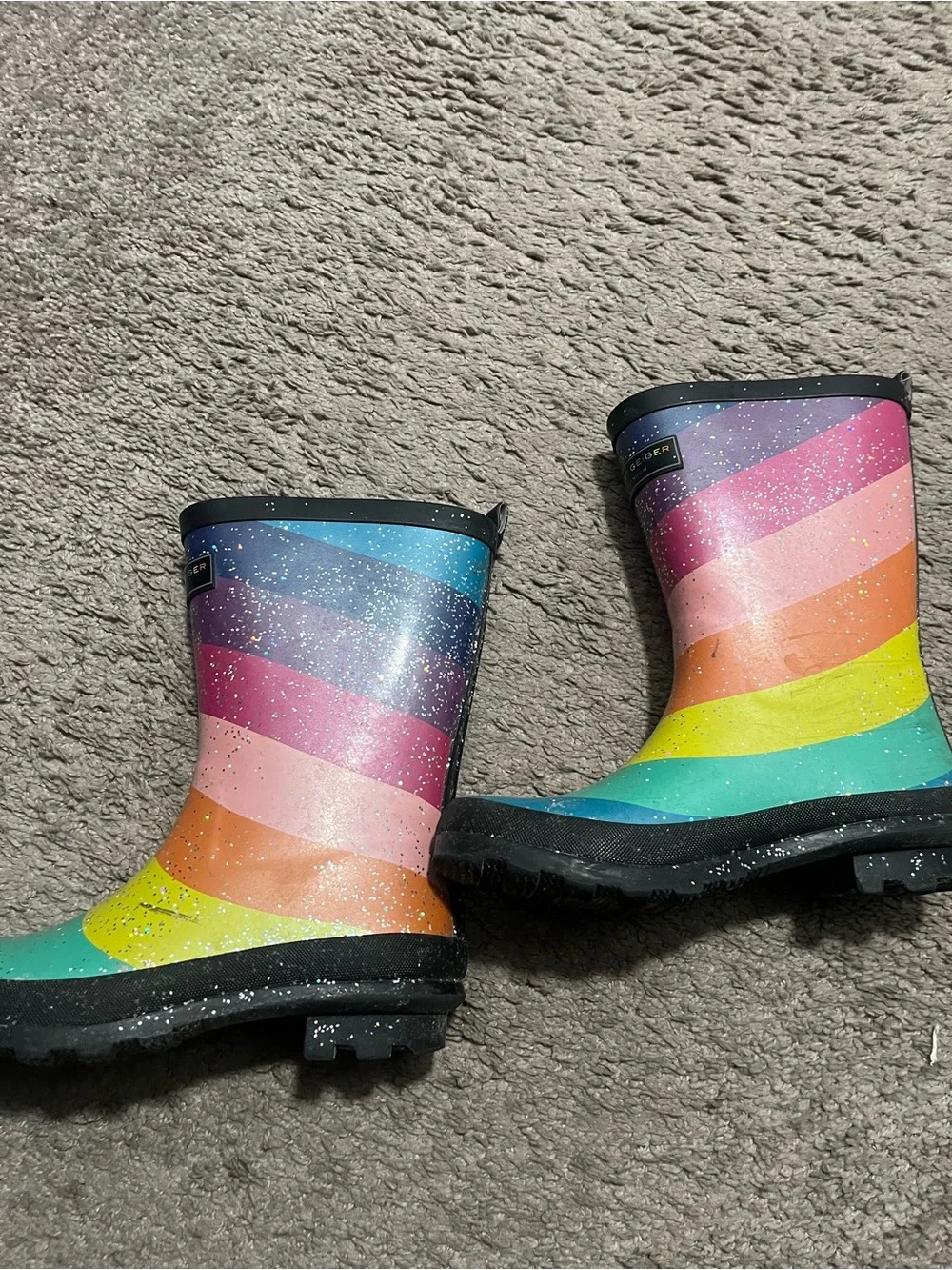 Kurt Geiger Multicolor Glitter Rain Boots sz2